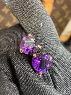 ⭐︎【天然】アメジスト ピアス k18 9.4x 13mm - メルカリ