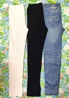 【美品】ユニクロ他　レギンス・スパッツ3枚組　ストレッチ素材