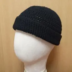 クロシェハット　クラッシャーハット　バケットハット　コットン　オールブラック