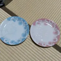 ハローキティ 陶器皿 2枚ペアセット　ピンクブルー　未使用　プレート