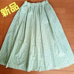 スカート Mサイズ　GU　フレアミディスカート（ギンガム）