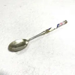 希少 ヴィンテージ ティースプーン 陶器ハンドル 花柄 レトロ カトラリー