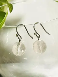 [送料無料]ａ12 天然石　ローズクオーツ　フックピアス