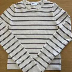 美品　MIESROHE アイボリー/ブラウンストライプ 長袖セーターのサムネイル