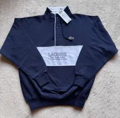 【新品】未使用 LACOSTE ネイビー ボタン付きハーフジップトレーナー