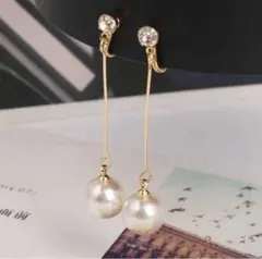 イヤリング　パール　ゴールド　ストーン　結婚式　アクセサリー　揺れる