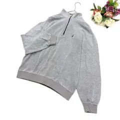 ブラックアンドホワイト スポーツウェア（L）ハーフジップ長袖トレーナー 犬刺繍