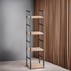 4段棚 木製棚 スリム収納 収納ラック スリムデザイン