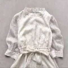 美品 evelyn ドットシフォンワンピース M ウエストリボン アイボリーのサムネイル