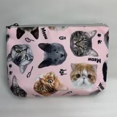ポーチ　猫柄　ピンク ハンドメイド