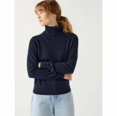 新品・未使用 UNIQLO ユニクロ カシミヤタートルネックセーターネイビーXL