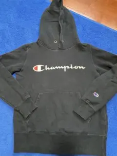 Champion ブラック フードパーカー