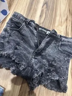 ダメージデニムショートパンツ ダークグレー