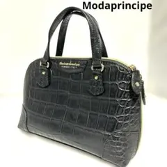 モーダプリンチペ 本革クロコ型押し ブラック レザー