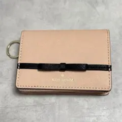 kate spade 財布 ベージュ x 黒 リボン