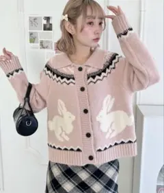 Loueme ルエム　ウサギカウチンニットカーディガン