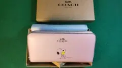 な*え様 ★COACH コーチ レザー 長財布 ピンク スヌーピー 【新品】箱付
