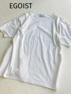 EGOIST 半袖カットソー Tシャツ ホワイト 肩開きデザイン　肩見えトップスのサムネイル