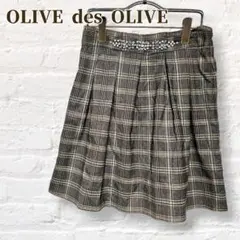 OLIVE des OLIVE ◇フレア ミニスカート♡ビジュー♡後ろファスナー