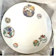 新品未使用 深川製磁 染錦花丸紋 大皿 皿 レア 直径24㎝