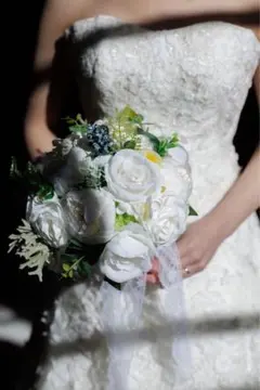 ウエディングブーケ ブートニア　リストブーケ　造花