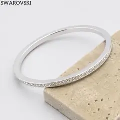 SWAROVSKI スワロフスキー パヴェ バングル ブレスレット シルバー M
