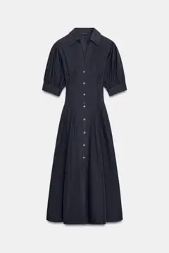 ZARA パフスリーブ ミディワンピース 新品タグ付き XS サイズ 完売