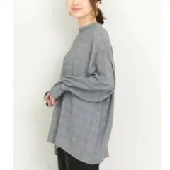 【BEAUTY&YOUTH】チェックバックボタンブラウス グレー フリーサイズ