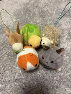 動物ストラップ付きぬいぐるみセット