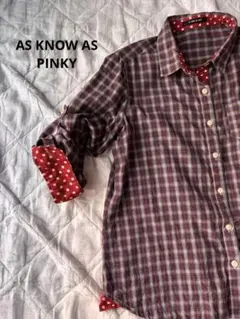 AS KNOW AS PINKY チェック柄長袖シャツ　レディース　ブラウス