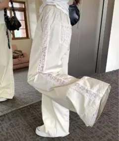 レースパンツ ワイドパンツ