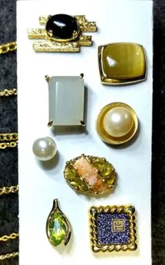 宝石系 お洒落なデザイン タイタック タイピン８点まとめ売り #1536-30