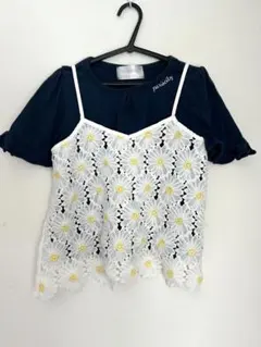 sospita 花柄レース Tシャツ ネイビー/ホワイト　130