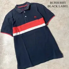 BURBERRY BLACK LABEL 鹿の子素材 ロゴ刺繍 半袖 ポロシャツ