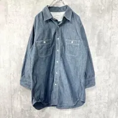 CLOSSHI クロッシー(LL)半袖 シャツ ブルー ポケット付き コットン