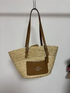 junjun様専用 COACH かごバッグ ストローバッグ レザーハンドル - メルカリ