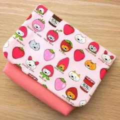 マチ付き移動ポケット　女の子　いちごねこ