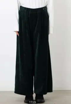 ONIGIRI ダークグリーン　ベロア ワイドパンツ コーデュロイ　9号