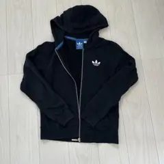 adidas ブラック ジップアップパーカー XS 紺色