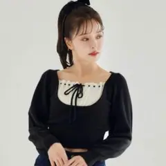 ナイスクラップ　レイヤードドッキングニット　ブラック　バレエコア　ゴスロリ