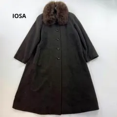 IOSA アンゴラ混ウールコート ロングコート ブルーフォックスファー Aライン