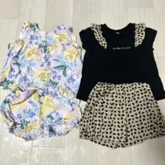 未使用品　西松屋　花柄　ヒョウ柄　ノースリーブ　半袖　セットアップ　女の子　80