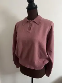 TINA:JOJUN ピンク ポロネック ニットセーター