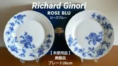 【廃盤・未使用品】リチャードジノリ ローズブルー 大皿 26cm ２枚 ペアのサムネイル