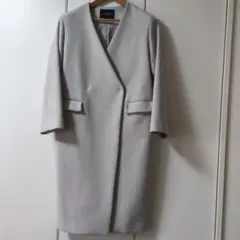 Simplicite シンプリシテェ ノーカラー コート ライトグレーＭサイズ