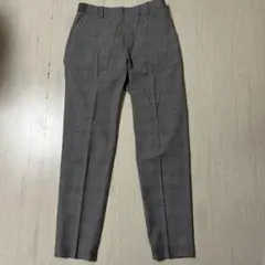 ユニクロ　グレー チェック柄 スラックスS size ウエストゴム