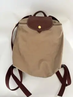 ロンシャン　ルプリアージュ　ベージュ ナイロンリュック
