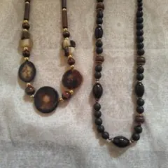 木製ビーズ ネックレスセット