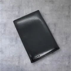美品 ロエベ 名刺入れ メンズ レザー ブラック 光沢 ロゴ刻印のサムネイル