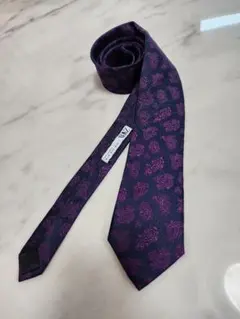 ZARA⭐ザラ⭐ネイビー 紫 ペイズリー シルク ネクタイ⭐